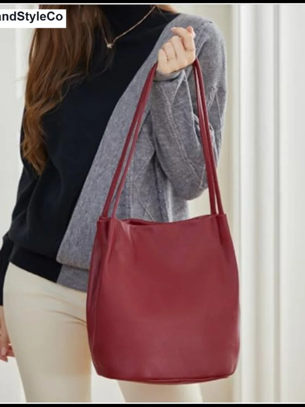 Genuine Leather Hobo Shoulder Bag Bucket Tote Purse for Women